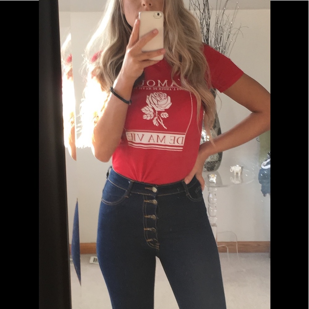 High waisted stretch skinny jean
